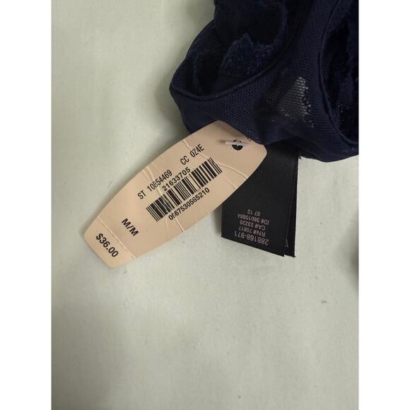 NWT Victoria’s Secret Black Sheer & Lace Thong Panty Navy & Gold Size M 2012 - Picture 3 of 3